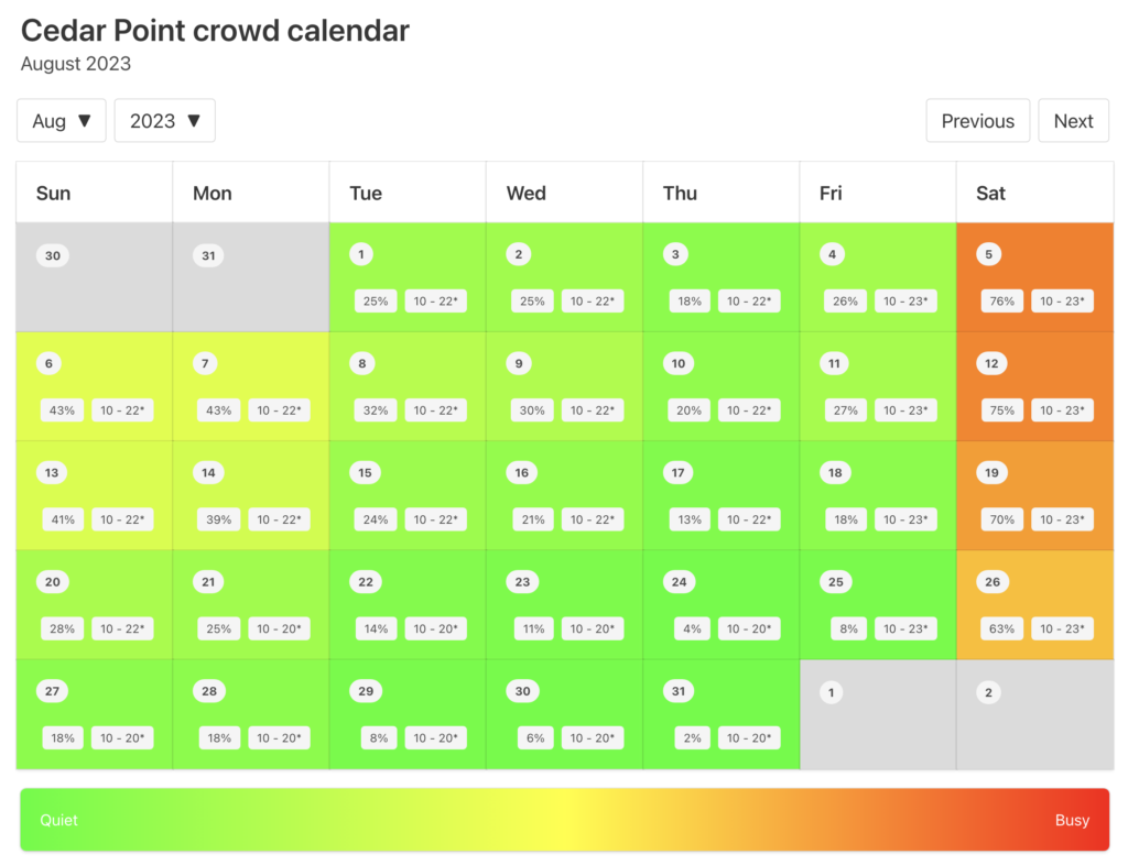 Cedar Point Crowd Calendar AVOID THE LONG LINES for 2023