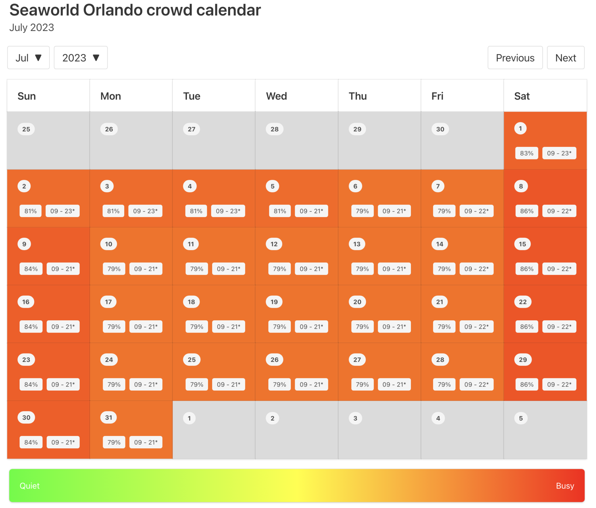 2023 SeaWorld Orlando Crowd Calendar AVOID THE LONG Wait Times