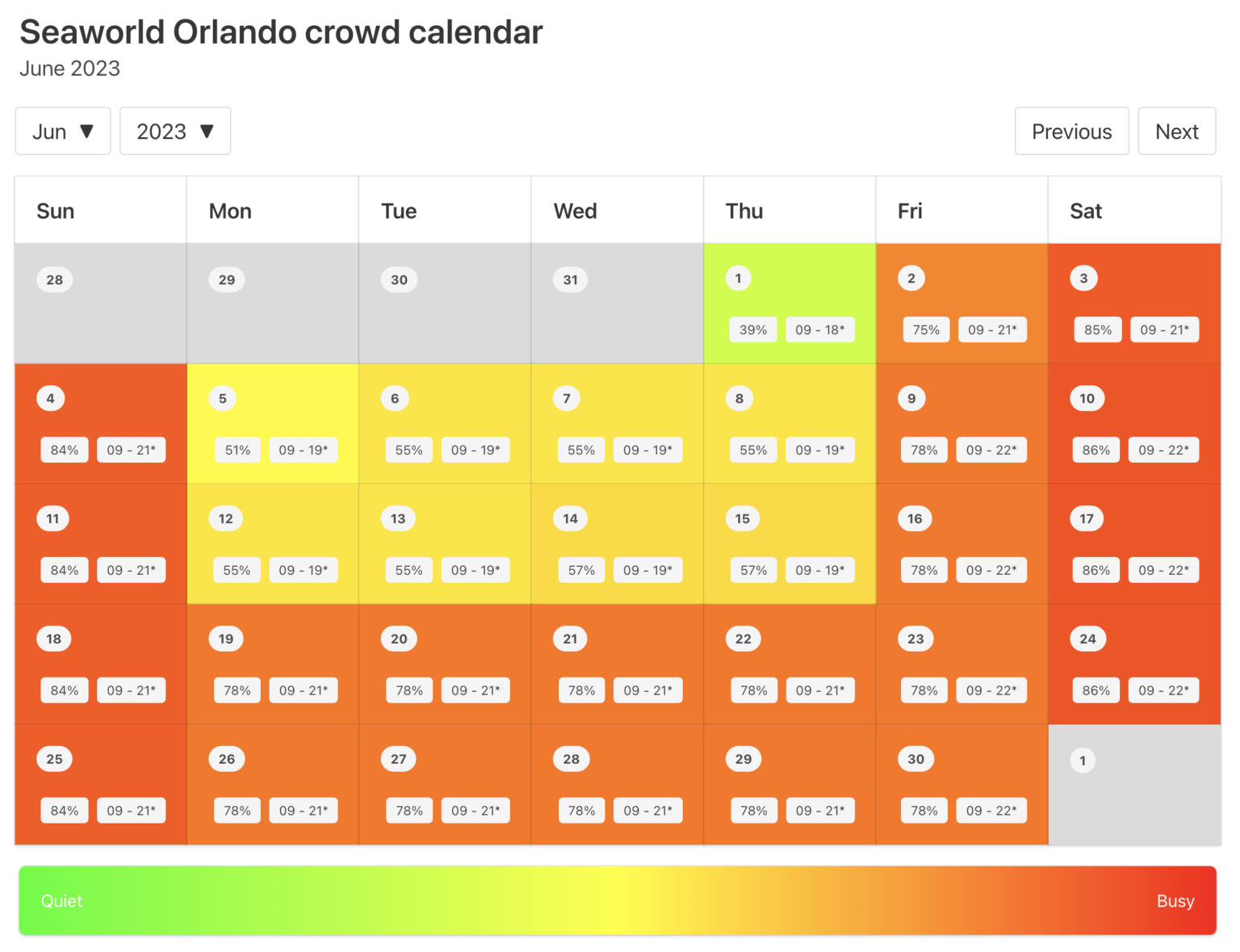 2023 SeaWorld Orlando Crowd Calendar AVOID THE LONG Wait Times! ThemeParkHipster