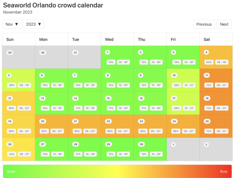 2023 SeaWorld Orlando Crowd Calendar AVOID THE LONG Wait Times