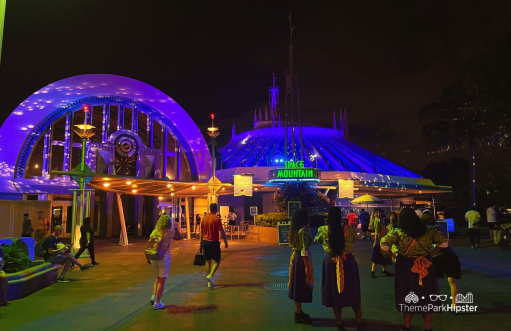 2023 Space Mountain at Disney's Magic Kingdom Entrance at Night during Mickey's Not So Scary Halloween Party