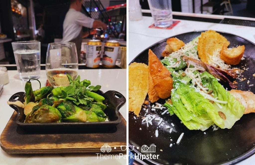 Universal Orlando Resort Roasted Brussel Sprouts and Caesar Salad at the bar at Big Fire Grill in Citywalk