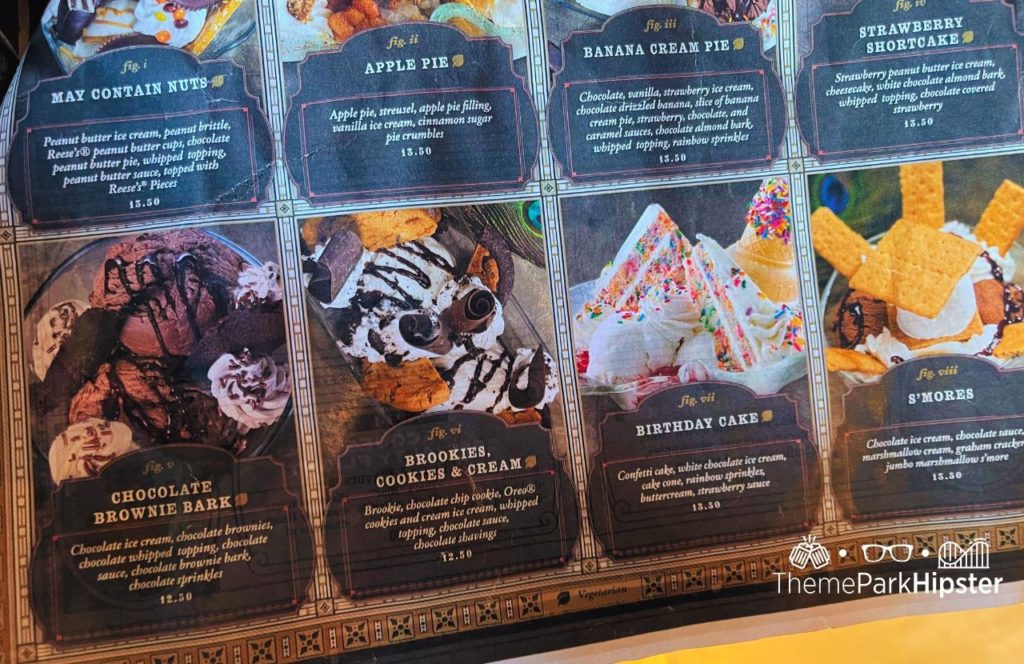 Universal Orlando Resort Toothsome Chocolate Emporium Menu with Chocolate Brownie Bark, Brookies and Cream, and Birthday Cake Sundae. Keep reading to get the 5 Cheapest, Best Food at Islands of Adventure UNDER $10.