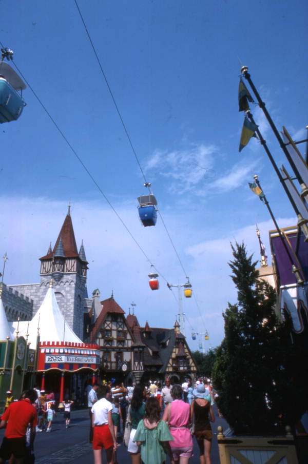 View showing the skyride at the Magic Kingdom Disney World in Orlando, Florida. Keep reading to get the full Disney World Skyliner Guide with the Cost, Hours, Tips and more!