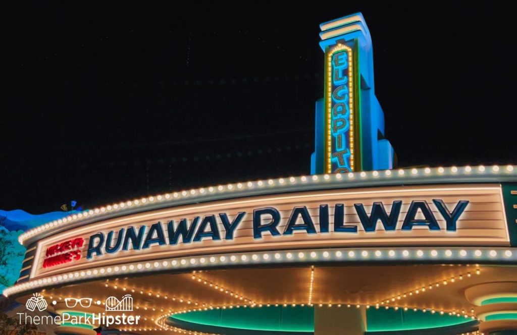 Disneyland Resort Mickey and Minnie's Runaway Railway in Toontown Entrance. Keep reading about Mickey and Minnie's Runaway Railway at Disneyland vs Disney World.