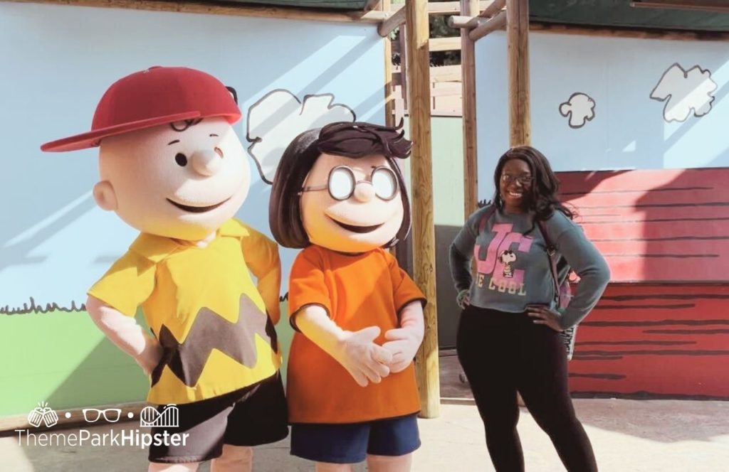 2024 Knott's Berry Farm in California Charlie Brown and Lucy van Pelt Characters with Victoria Wade