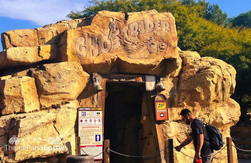 Knott's Berry Farm in California Ghost Rider Entrance. Keep reading to get the best food at Knott's Berry Farm and the best things to eat.