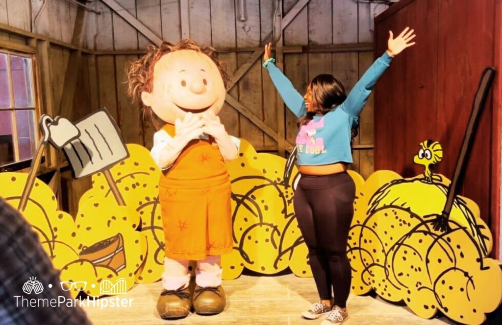 2024 Knott's Berry Farm in California Peanuts Celebration Pigspen Pig's Pen character meet and greet with Victoria Wade