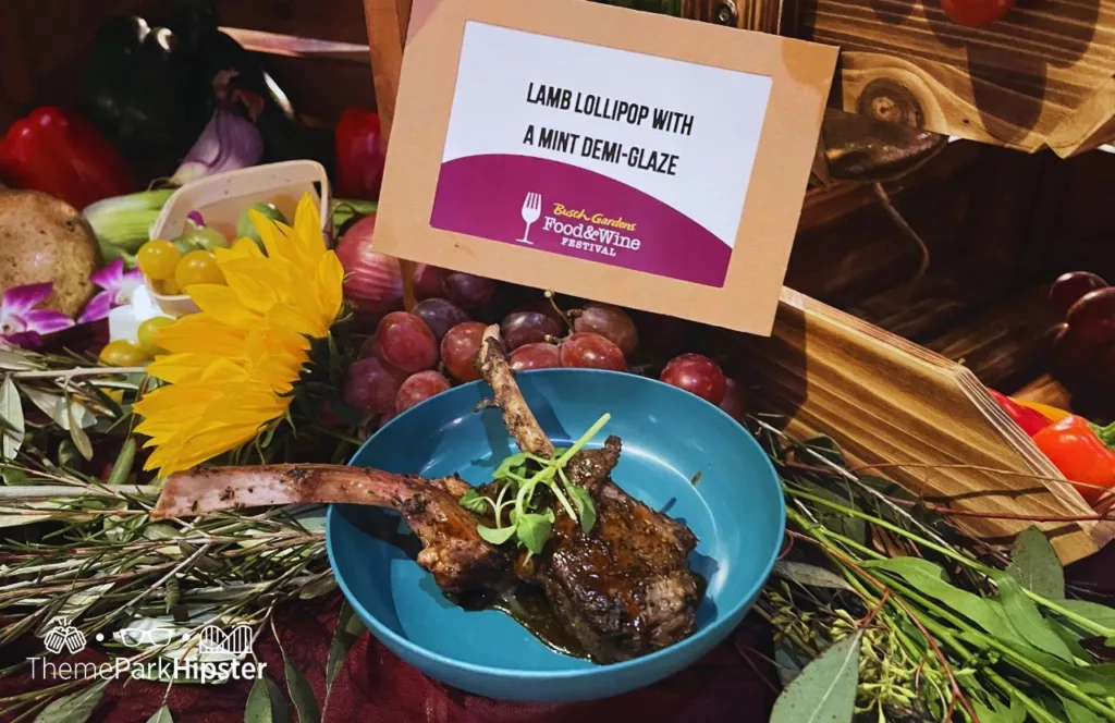 Busch Gardens Tampa Food and Wine Festival Lamb Lollipop with mint demi glaze