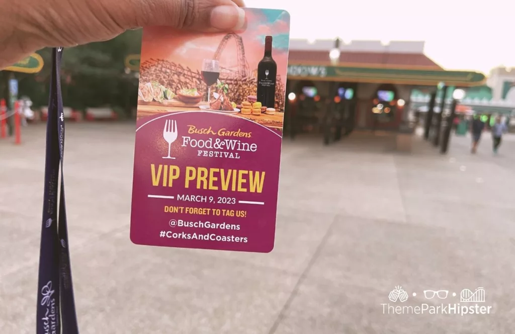 Busch Gardens Tampa Food and Wine Festival VIP Preview Lanyard