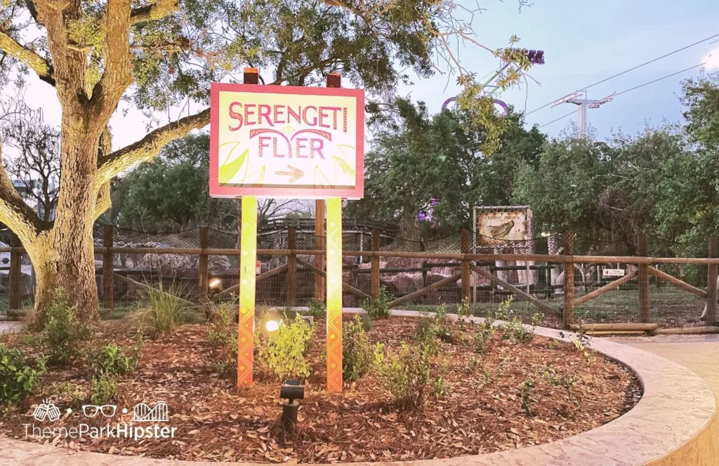 Busch Gardens Tampa Food and Wine Festival sign to Serengeti flyer