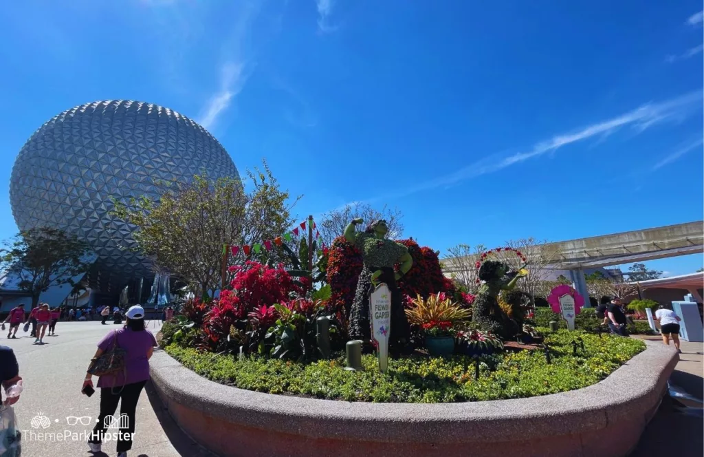 Epcot Flower and Garden Festival 2024 Encanto Topiary at the Entrance near Spaceship Earth