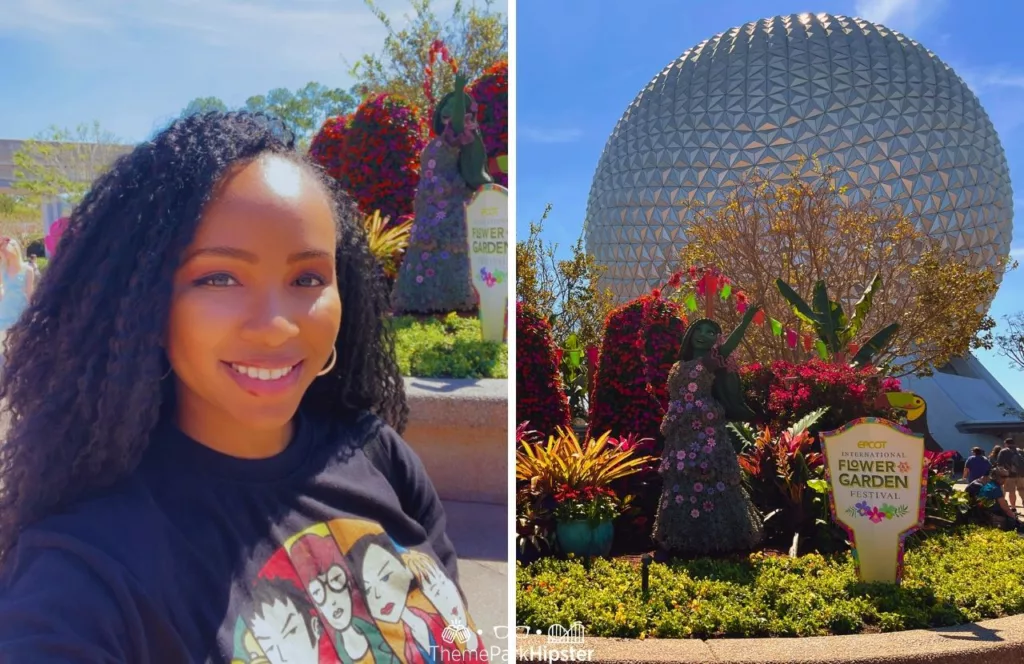 Epcot Flower and Garden Festival 2024 Encanto Topiary at the Entrance near Spaceship Earth with NikkyJ. Keep reading to get the best time to visit Disney World. 