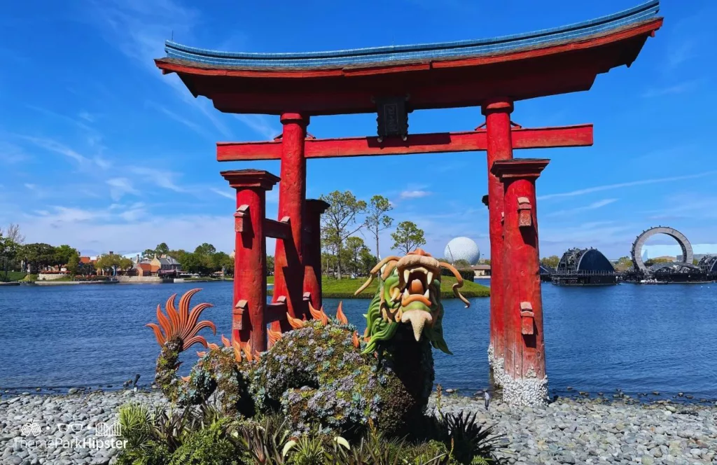 Epcot Flower and Garden Festival 2023 Japan Pavilion with Dragon Topiary. One of the best Epcot Festivals at Disney World!