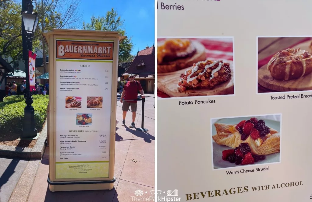 Epcot Flower and Garden Festival Itinerary 2023 Menu at Bauernmarkt in Germany Pavilion