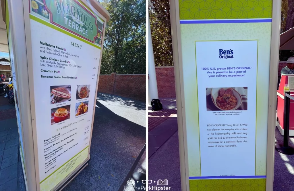 Epcot Flower and Garden Festival 2023 Menu at Magnolia Terrace in American Pavilion