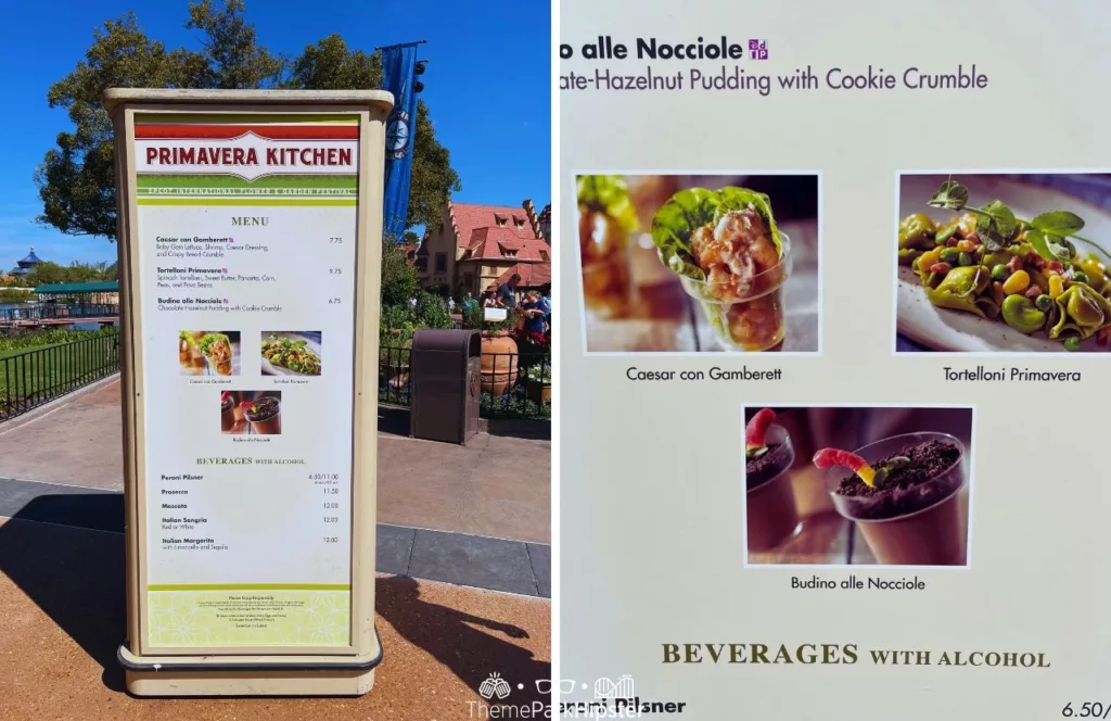 Epcot Flower and Garden Festival Itinerary 2023 Menu at Primavera Kitchen in the Italy Pavilion