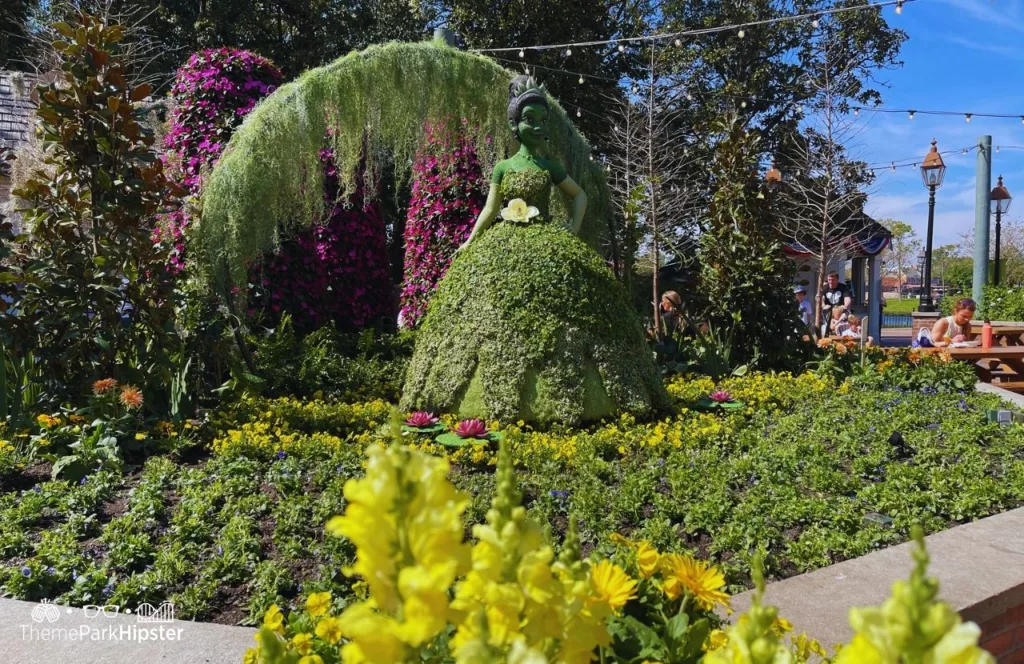 Epcot Flower and Garden Festival 2024 Princess Tiana Topiary in the American Pavilion