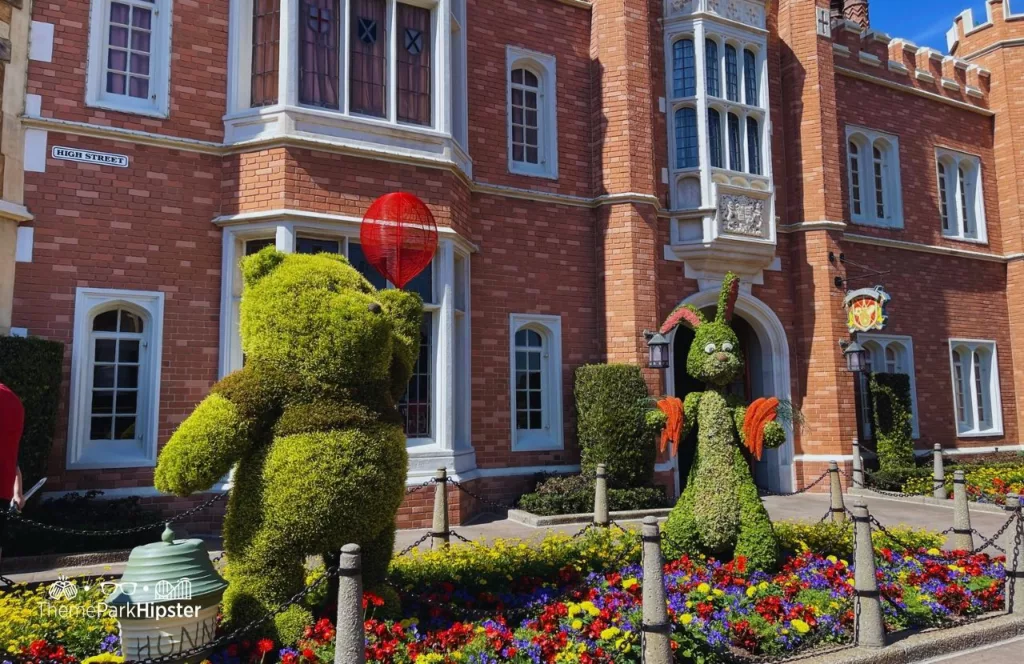 Epcot Flower and Garden Festival 2024 Winnie the Pooh and Rabbit in the UK Pavilion