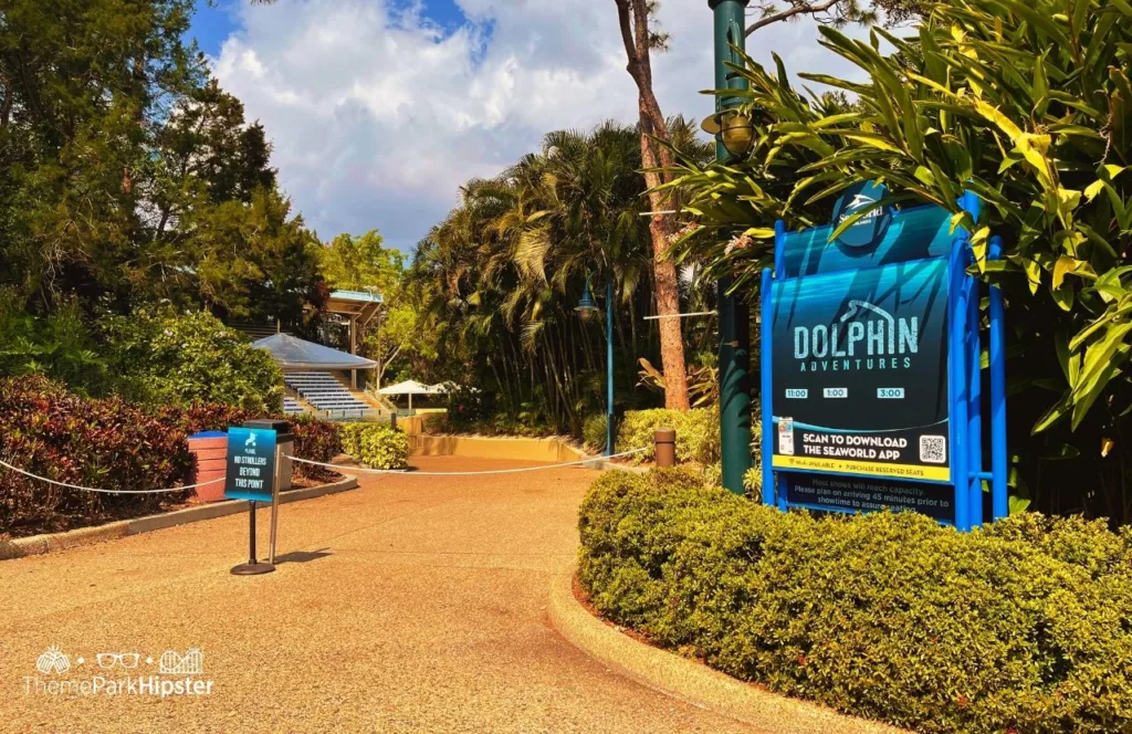 SeaWorld Orlando Resort Dolphin Adventures Entrance. Keep reading to get the best SeaWorld Orlando tips, secrets and hacks.