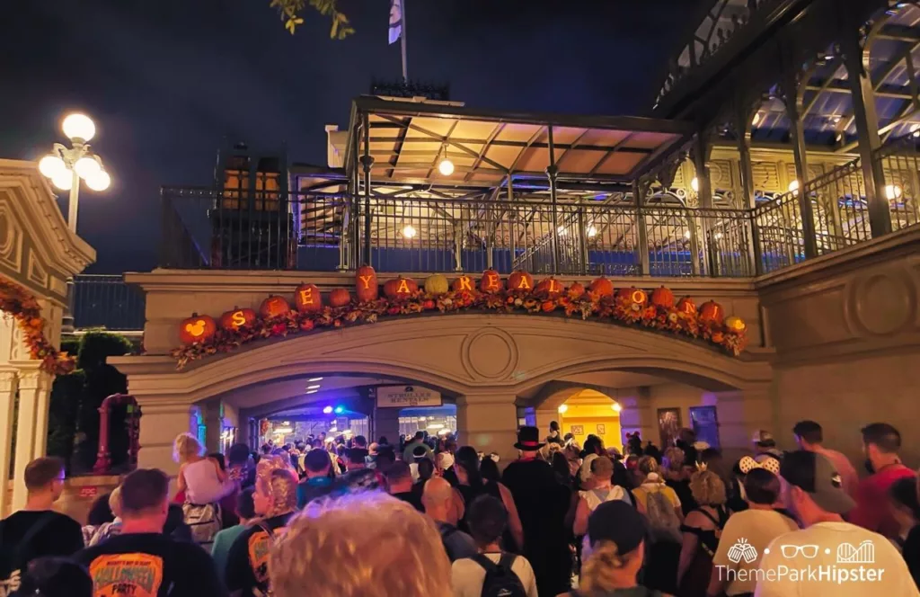 Mickey's Not So Scary Halloween Party at Disney's Magic Kingdom Theme Park Exit at Night. Keep reading to get the guide to Mickey's Not So Scary Halloween Party Tips with Photos, Parade details, characters, rides and more!