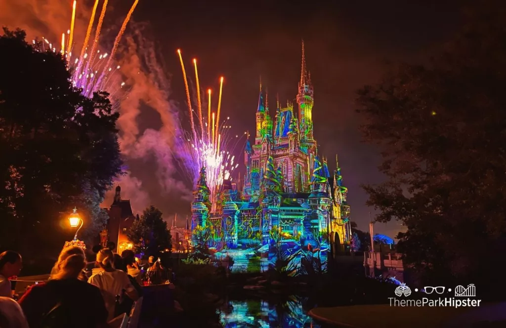 Disney's Magic Kingdom Theme Park Fireworks Show over Cinderella Castle. Keep reading to find out more about the best place to watch Magic Kingdom fireworks. 