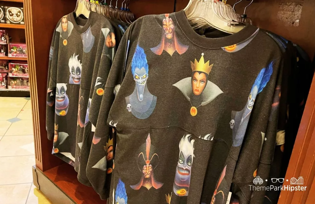 Mickey's Not So Scary Halloween Party at Disney's Magic Kingdom Theme Park Merchandise Villains Spirit Jersey with Jafar, Hades, Evil Queen, and Ursula. Keep reading to know what to pack and what to wear to Disney World in October for your packing list.