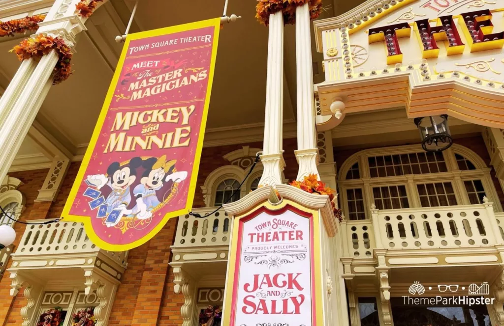 Discount Mickey's Not So Scary Halloween Party tickets at Disney's Magic Kingdom Theme Park Town Square Theater for Mickey and Minnie and Jack and Sally Character Meetup