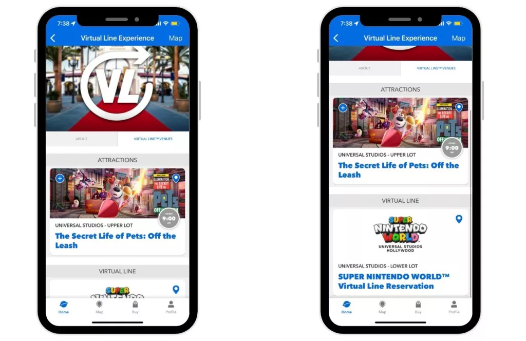 Universal Studios Hollywood App Virtual Line Experience