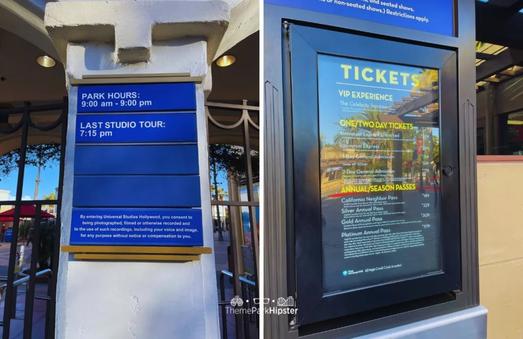 Universal Studios Hollywood Park Hours Ticket Prices Express Pass and Annual Passes