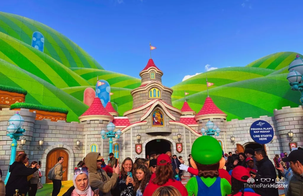 Universal Studios Hollywood Super Nintendo World Princess Peach Castle. Keep reading to get the full guide on which is better Universal Studios Hollywood vs Disneyland.