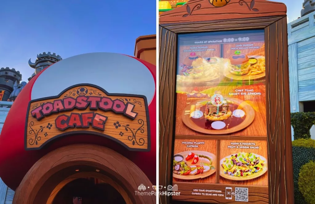 Universal Studios Hollywood Super Nintendo World Toadstool Cafe menu