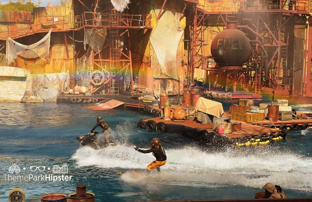 Universal Studios Hollywood Waterworld Stunt Show. Keep reading to get the full guide on which is better Universal Studios Hollywood vs Disneyland.