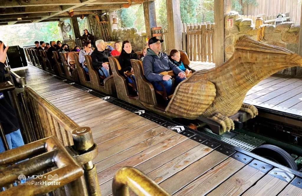 Universal Studios Hollywood Wizarding World of Harry Potter Flight of Hippogriff Boarding Roller Coaster. Keep reading to get the best rides at Universal Studios Hollywood.