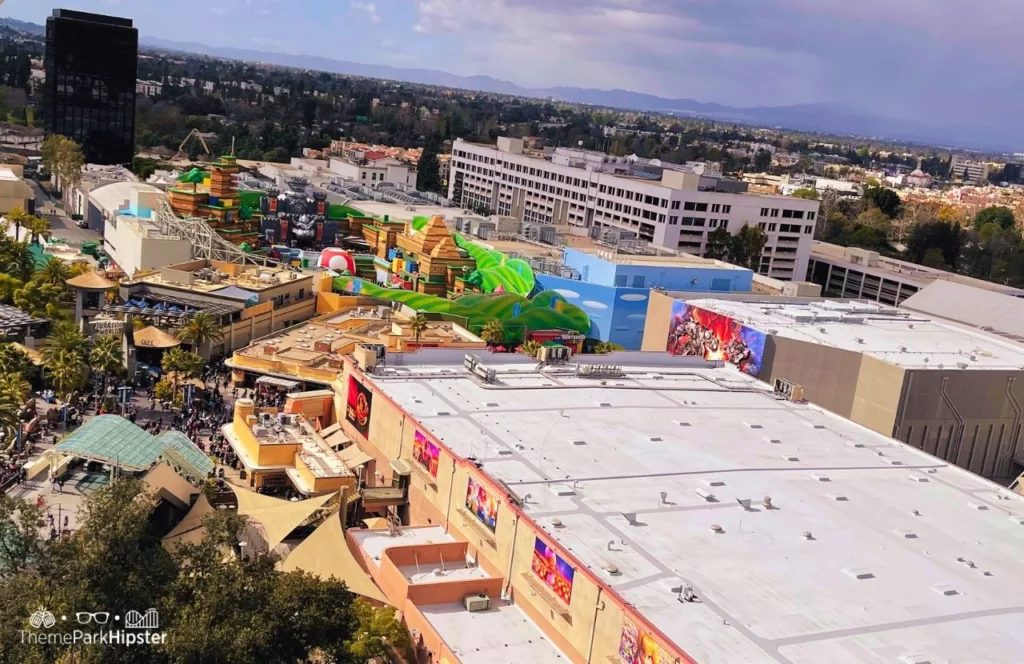 Universal Studios Hollywood view of lower lot Super Mario Land and the Mummy. Keep reading to get the best Universal Studios Hollywood Tips, Tricks and Secrets!