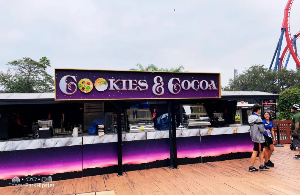 Busch Gardens Tampa Bay Christmas Town Cookies and Cocoa food booth. One of the best things to eat at Christmas Town.