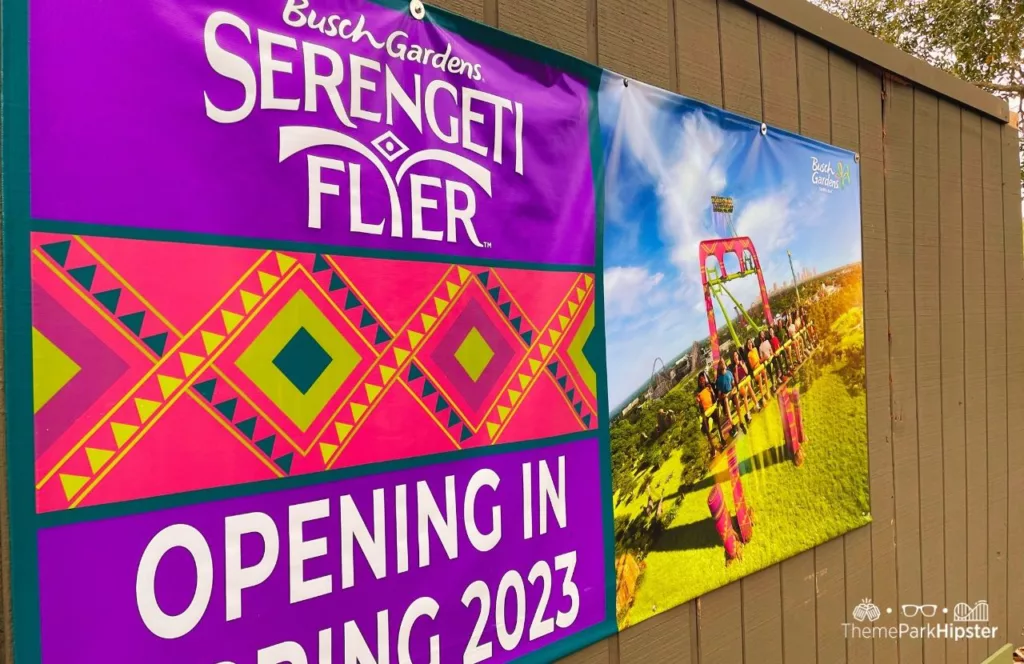 Busch Gardens Tampa Bay Serengeti Flyer coming soon sign