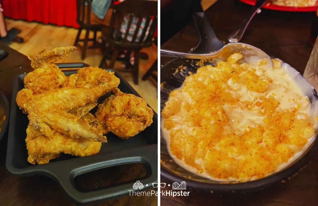 Disney Wilderness Lodge Resort Fried Chicken and Mac and Cheese at Hoop Dee Doo Musical Revue. One of the best shows at Disney World.