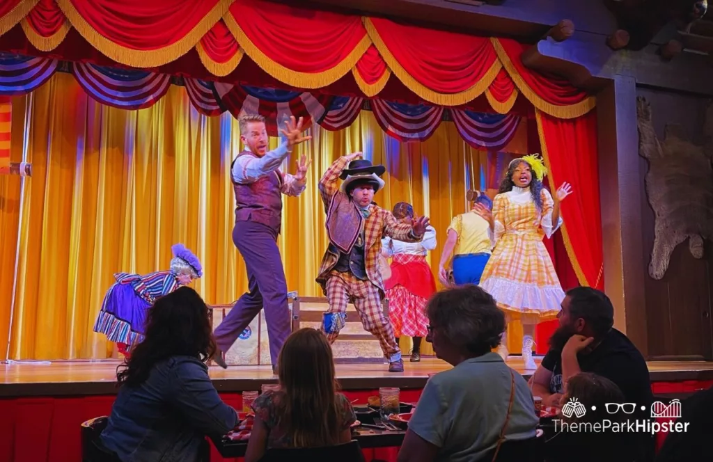Disney Wilderness Lodge Resort Performers on the stage at Hoop Dee Doo Musical Revue