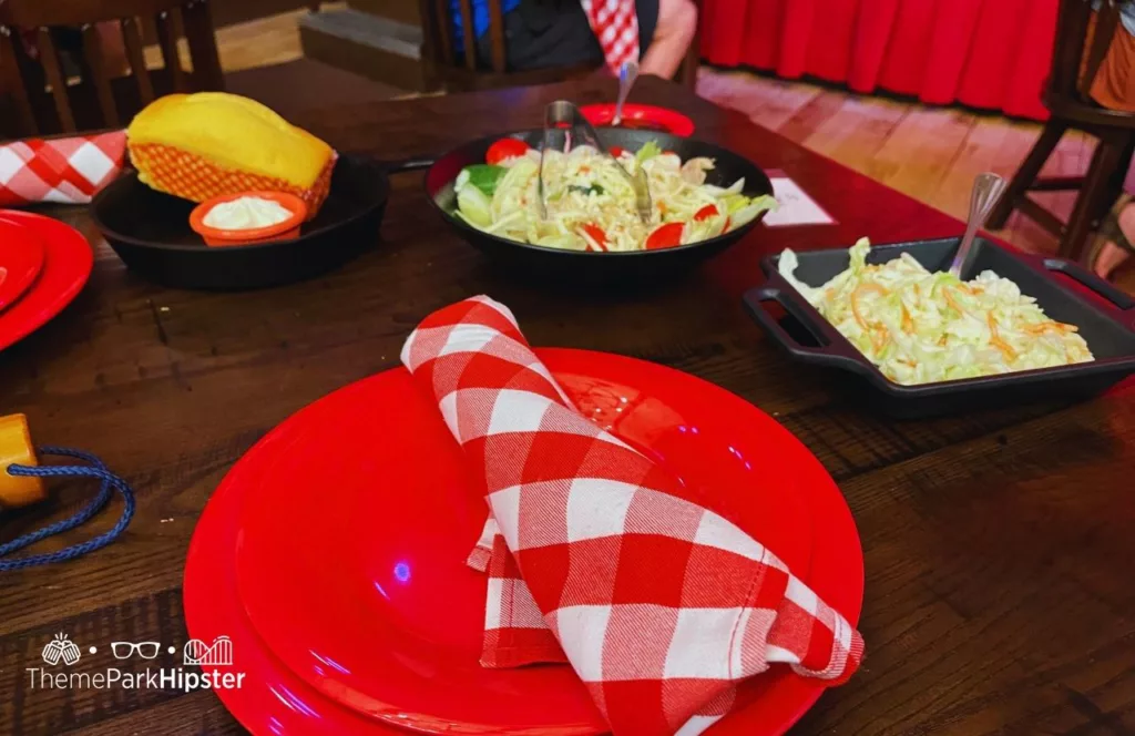Disney Wilderness Lodge Resort first course cornbread salad and coleslaw Hoop Dee Doo Musical Revue
