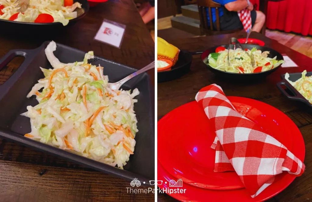 Disney Wilderness Lodge Resort first course cornbread salad and coleslaw Hoop Dee Doo Musical Revue Review