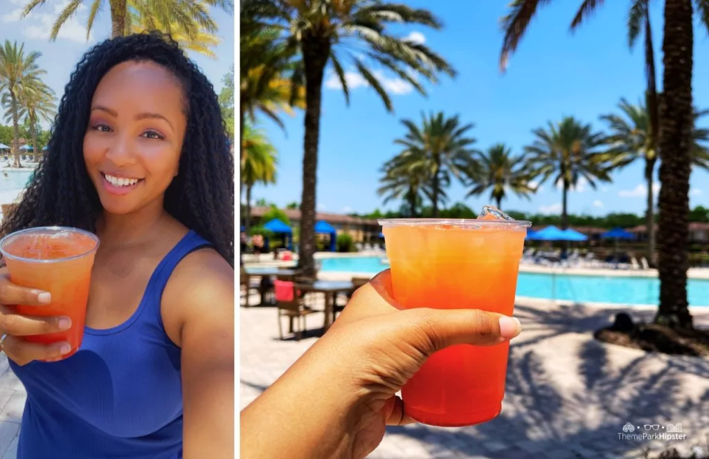 Regal Oaks Resort Near Disney World Vacation Home Pool Area NikkyJ with Rum Runner Cocktail Drink