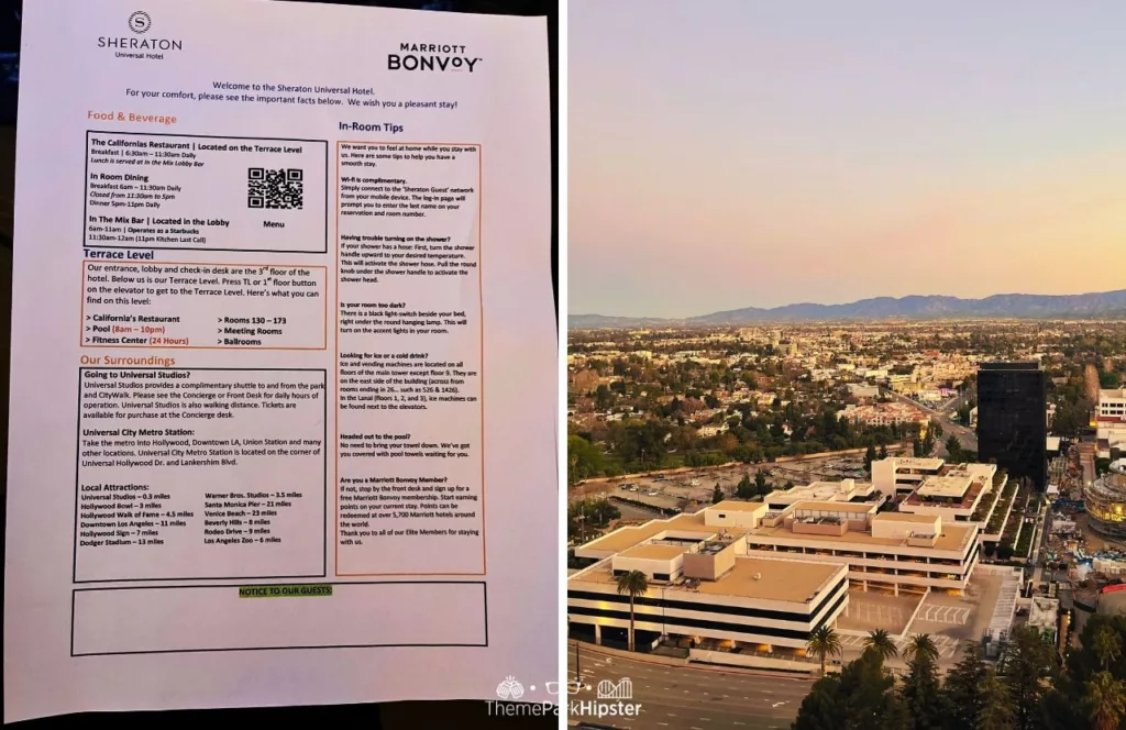 Sheraton Universal a hotel near Universal Studios Hollywood California Room Tips and view of mountains