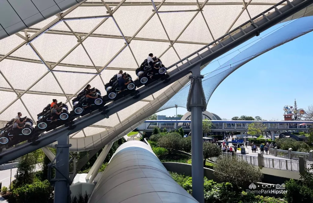 Tron Lightcycle Run at the Magic Kingdom in Walt Disney World Resort Florida Tomorrowland motorcycle roller coaster. One of the best Magic Kingdom Roller Coasters!