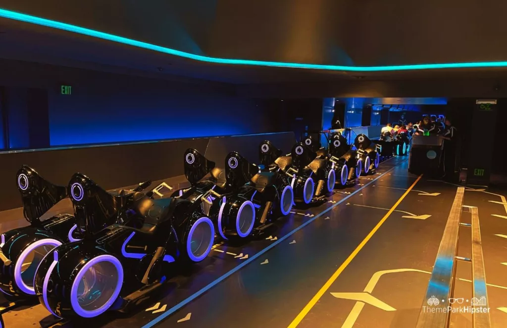 Tron Lightcycle Run at the Magic Kingdom in Walt Disney World Resort Florida Tomorrowland motorcycle roller coaster. One of the best thrill rides at Disney World.