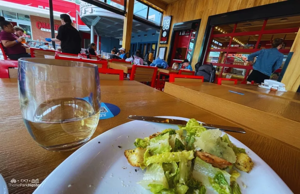 Universal Orlando Resort Caesar Salad and Wine at Red Oven Pizza