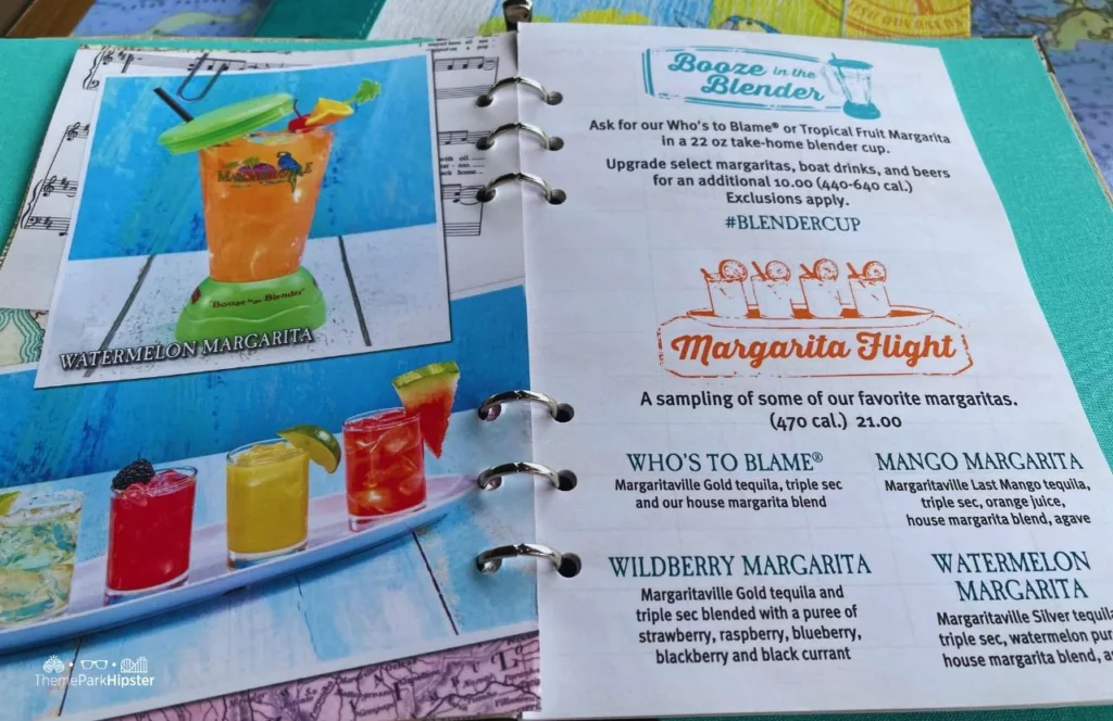Universal Orlando Resort Margaritaville CityWalk Menu Watermelon margarita