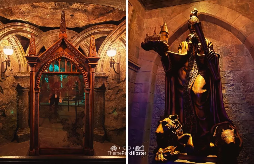 Mirror of Erised Universal Orlando Resort Wizarding World of Harry Potter and the Forbidden Journey Ride in Castle Islands of Adventure in Hogwarts Castle. Keep reading to get the best Harry Potter secrets at Universal Studios.