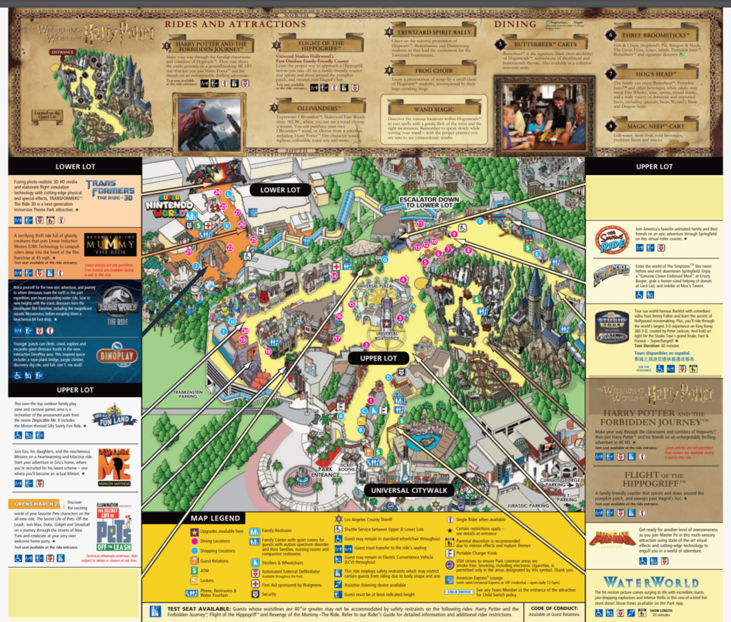 Universal Studios Hollywood Wizarding World of Harry Potter Map 2023 and 2024 PDF
