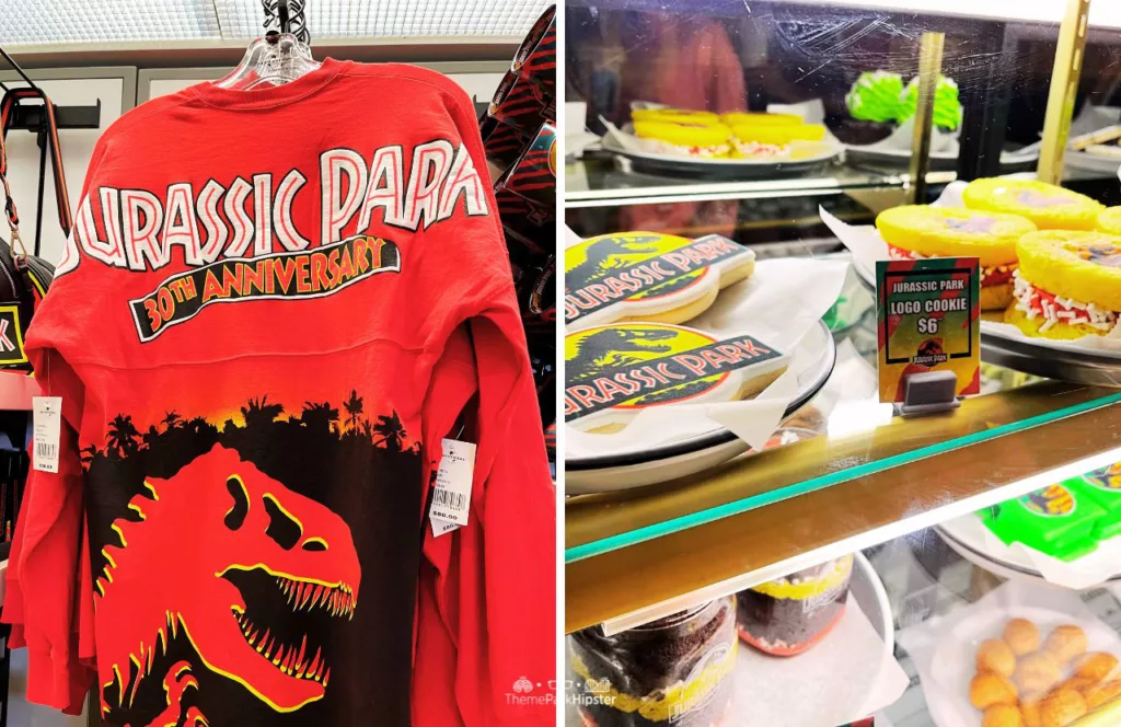 Jurassic Park Tribute Store at Universal Studios Orlando Florida 30th Anniversary merchandise and cookies. Keep reading to get the best Jurassic World Velocicoaster photos.